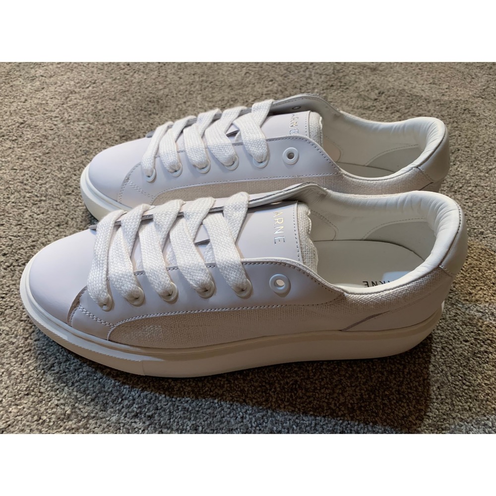 Arne NIB White Leather Trainers Preppy Minimalist Luxury Casual Shoes Retro-12